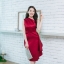 Micha Layered Silk Satin Dress - สีแดงไวน์
