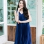 Veronika Pleat Dress – Navy สีกรม