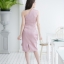 Micha Layered Silk Satin Dress – Pink : เดรสสั้นสีกลีบบัว