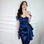 Kiera Silk Satin Dress – Midnight Blue สีกรม
