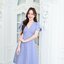 Feisty Flare Dress เดรสอกจีบเดรปแขนกลีบบัว : สีฟ้าคราม