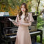 Bellette Bow Shoulder Dress : สีโอวัลติน