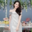 Slyvia Open Shoulder Dress – สีเงิน