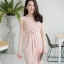 Fancille Drapery Satin Dress – Pink Champagne สีชมพูแชมเปญ