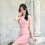 Piper Bow Dress - สีชมพู Cocktail Pink **มีแต่L**