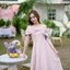 Charming Off-Shoulder Midi Dress : สีชมพู [Made by Pastel Time]