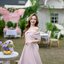 Charming Off-Shoulder Midi Dress : สีชมพู [Made by Pastel Time]