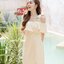 Kristen off-shoulder dress : สีครีม [Made by Pastel Time]