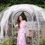 Pink Cloudy Off-Shoulder Maxi Dress ลายเมฆชมพู