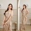 Serene Flutter Sleeve Midi Dress : สีแชมเปญ