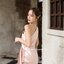 Micha Layered Silk Satin Dress – Rose Gold : เดรสสั้นสีทองอมชมพู