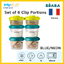 BEABA ชุดกระปุกเก็บถนอมอาหาร 60 / 120 มิลลิลิตร 6 ชิ้น สีเขียว/สีฟ้าเข้ม Set of 6 Clip Portions - 1st age/60ml + 120ml (assorted colors BLUE/NEON)