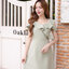 Esme Ruffle Dress : เดรสเว้าไหล่สีเขียวมัทฉะ