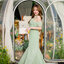 Fay Off-Shoulder Maxi Dress – Pastel Green สีเขียว