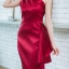 Micha Layered Silk Satin Dress - สีแดงไวน์