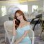 Cynthia Open Shoulder Dress : สีเขียวมิ้นท์