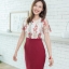 Loretta Lace Dress : สีแดงเลือดหมู