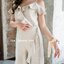 Nella Ruffle Shoulder Dress - สีครีม