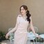 Dacia Bow Shoulder Dress – สีครีม