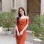 Celestia off-shoulder dress : สีส้มอิฐ [Made by Pastel Time]