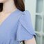 Feisty Flare Dress เดรสอกจีบเดรปแขนกลีบบัว : สีฟ้าคราม