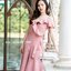 Nella Ruffle Shoulder Dress - สีชมพูกลีบบัว