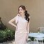 Dacia Bow Shoulder Dress – สีครีม