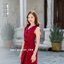 Dacia Bow Shoulder Dress – สีแดงเลือดหมู