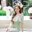 Kristen off-shoulder dress : สีเขียวมัทฉะ [Made by Pastel Time]