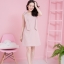 Carine Bow Shoulder Dress – สีชมพูนู้ด