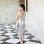 Micha Layered Silk Satin Dress – Silver : เดรสสั้นสีเงิน