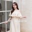 Rory open shoulder dress : สีครีม