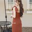 Maggie Double Bow Dress : สีส้มอิฐ [Made by Pastel Time]
