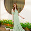 Fay Off-Shoulder Maxi Dress – Pastel Green สีเขียว