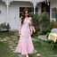 Pink Toile Bow Off-Shoulder Maxi Dress