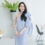 Striped One Shoulder Bow Dress