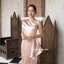 Micha Layered Silk Satin Dress – Rose Gold : เดรสสั้นสีทองอมชมพู