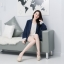 Stripe Blazer wt Lace deco – สีกรม