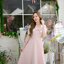 Charming Off-Shoulder Midi Dress : สีชมพู [Made by Pastel Time]