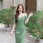 Celestia off-shoulder dress : สีเขียว [Made by Pastel Time]