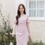 Celestia off-shoulder dress : สีชมพู [Made by Pastel Time]