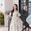 Pastel Puff Sleeve Dress เดรสเปิดไหล่แขนพอง : สีเขียว