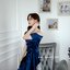 Kiera Silk Satin Dress – Midnight Blue สีกรม