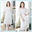 White Lace Off-Shoulder Midi Dress