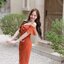 Celestia off-shoulder dress : สีส้มอิฐ [Made by Pastel Time]