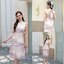 Milly Bow Dress : Pink Candy โทนสีชมพู-ขาว-เทา