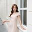 Cynthia Open Shoulder Dress : สีครีม