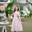 Charming Off-Shoulder Midi Dress : สีชมพู [Made by Pastel Time]