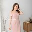 Milada Open Shoulder Dress – สีชมพู