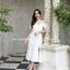 Fancille Drapery Midi Dress - สีขาว